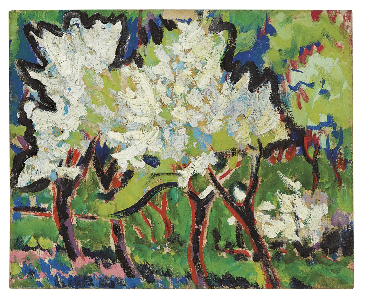Kukkivat puut IV, 1909 tekijältä Ernst Ludwig Kirchner