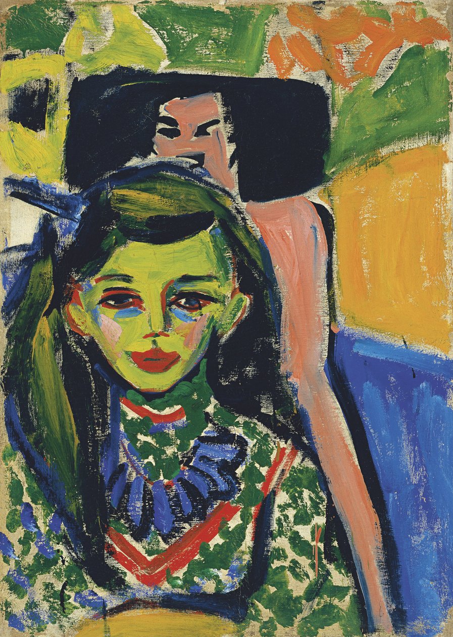 Fränzi veistetyn tuolin edessä tekijältä Ernst Ludwig Kirchner