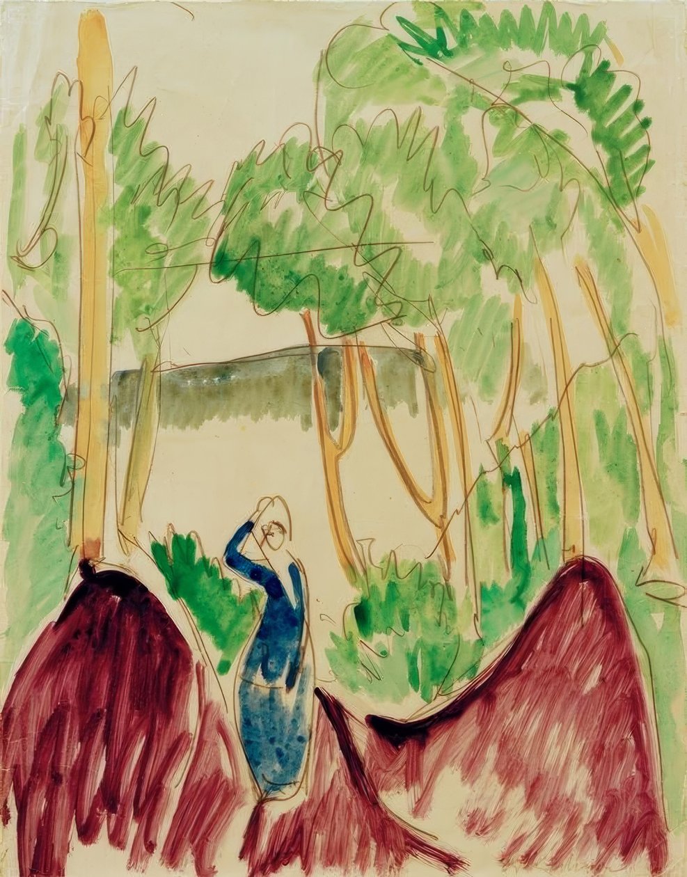 Frau in den Dünen auf Fehmarn tekijältä Ernst Ludwig Kirchner