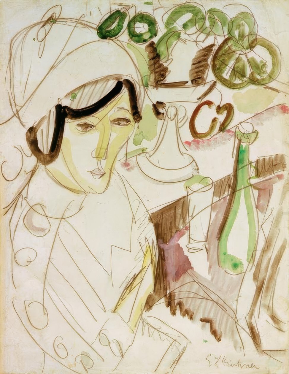 Frau mit rundem Hut (Erna) tekijältä Ernst Ludwig Kirchner