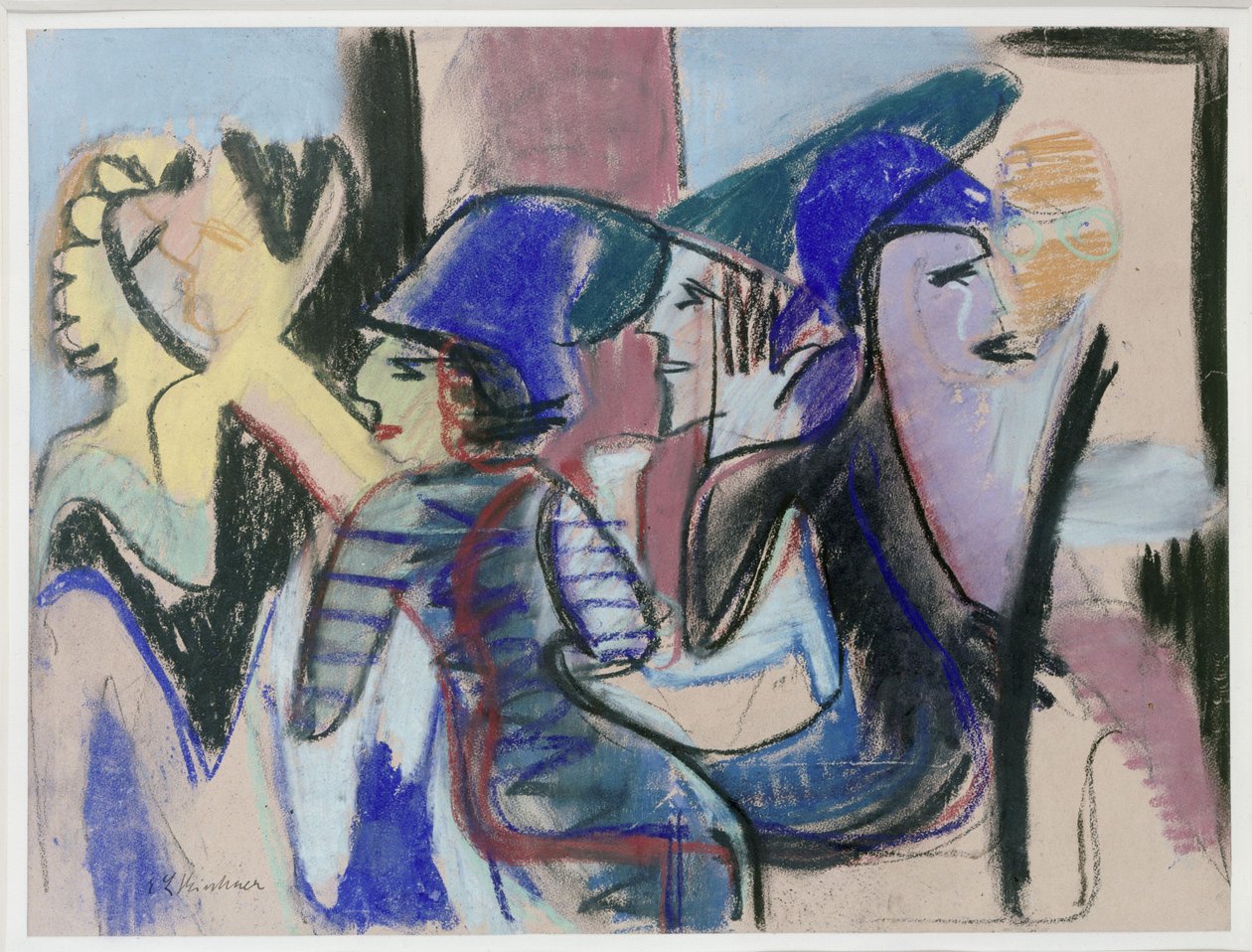Fünf Personen im Café tekijältä Ernst Ludwig Kirchner