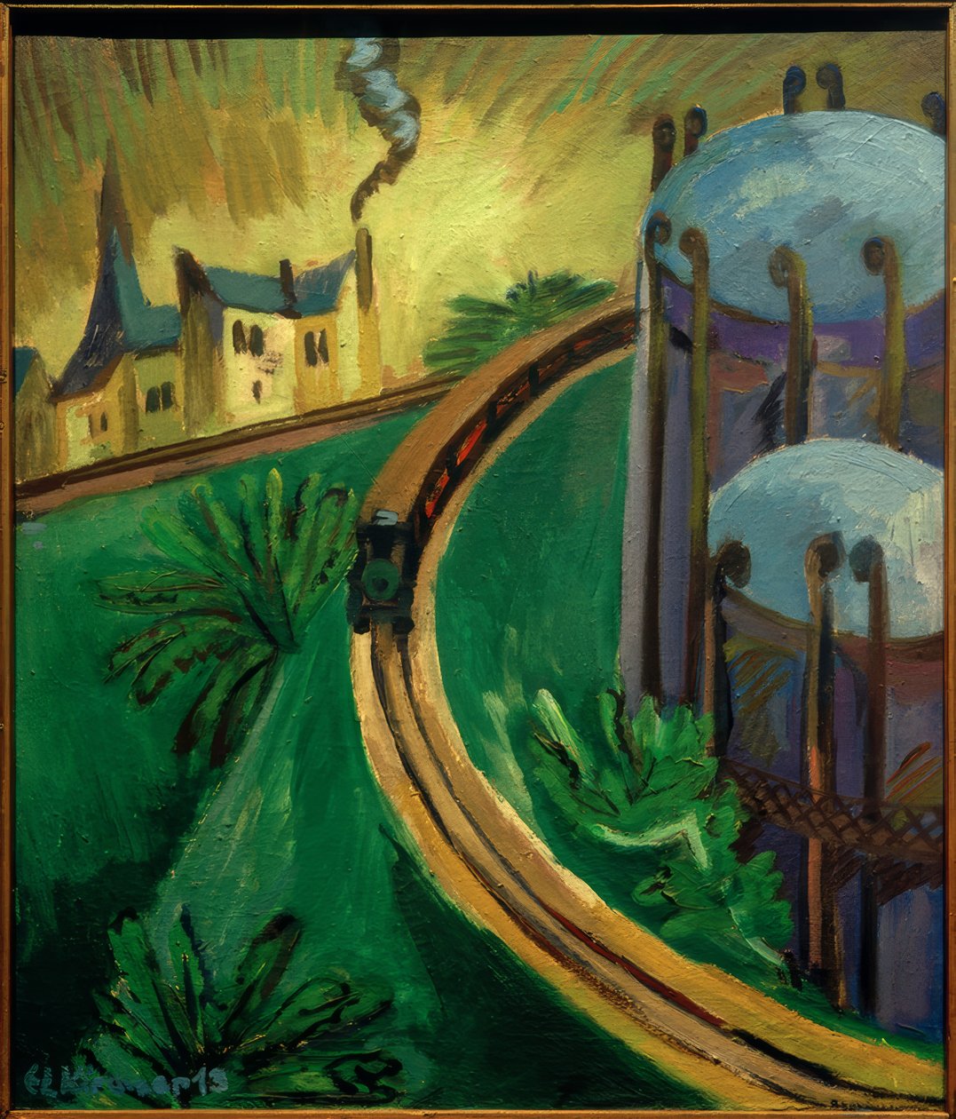 Kaasukattila ja esikaupunkijuna tekijältä Ernst Ludwig Kirchner