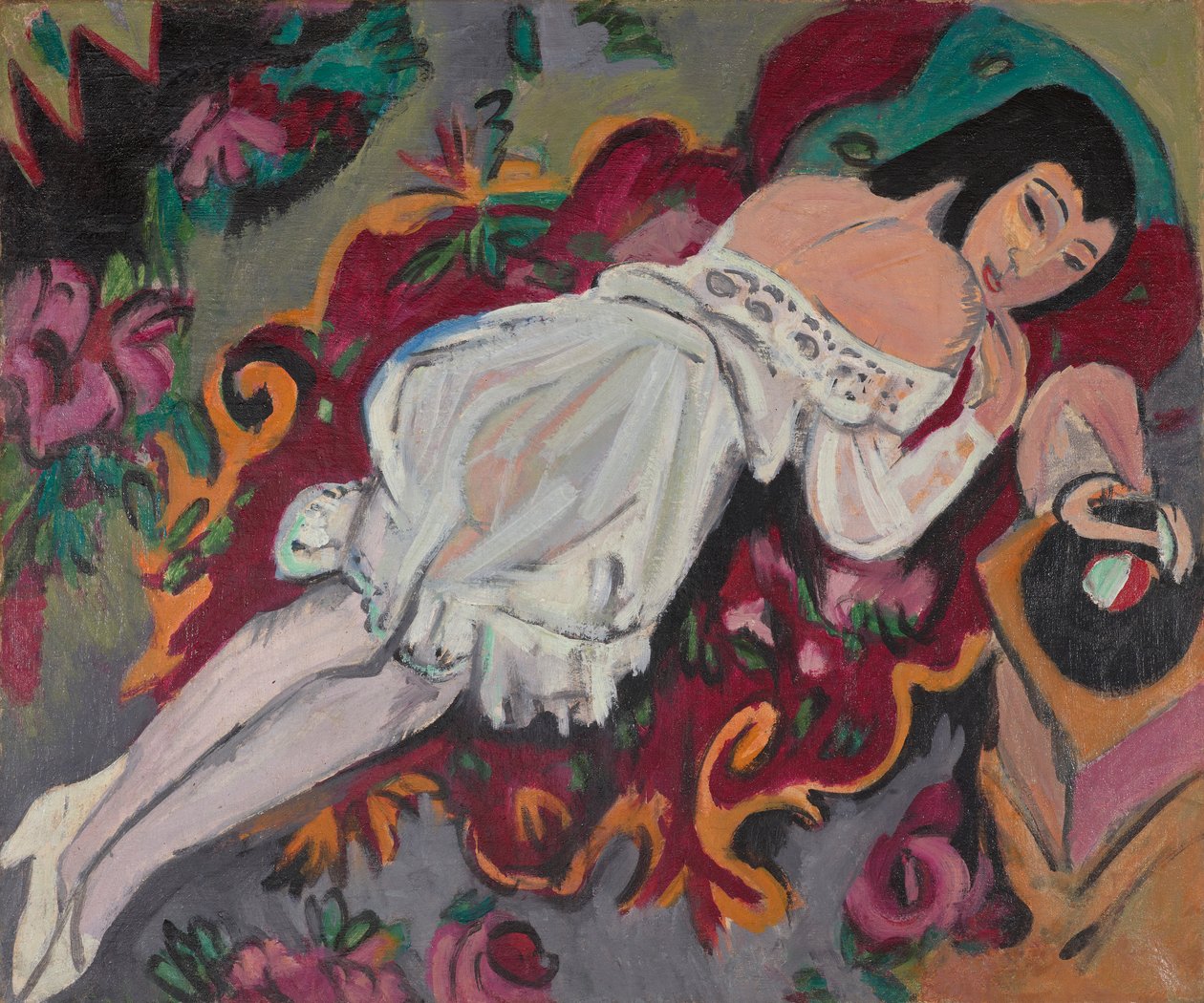 Tyttö White Chemisessä tekijältä Ernst Ludwig Kirchner