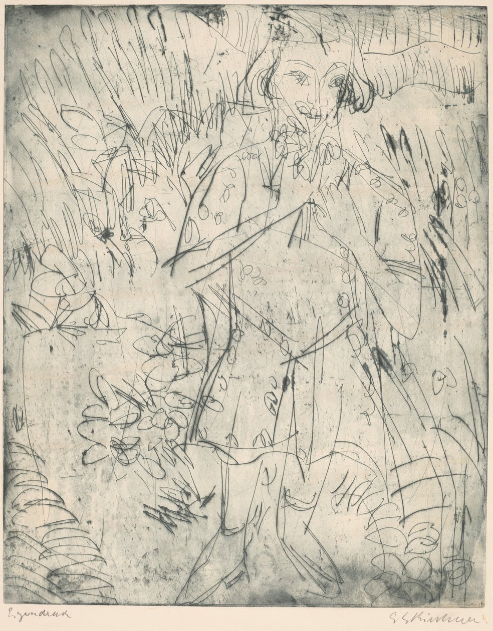 Tyttö kukilla tekijältä Ernst Ludwig Kirchner