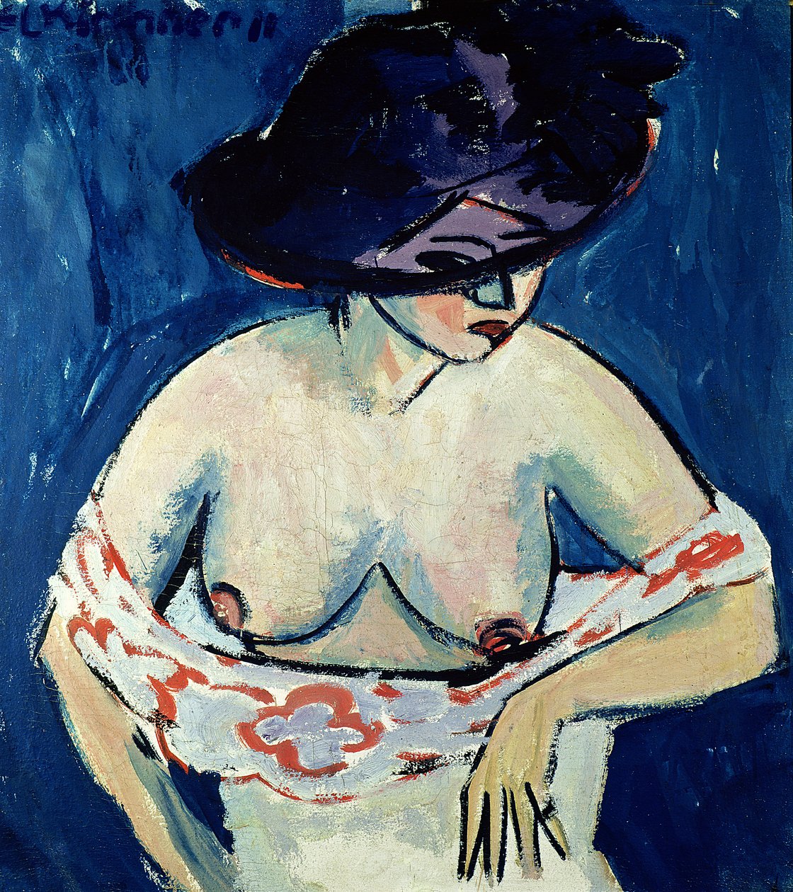 Puolialaston nainen hatulla, 1911 tekijältä Ernst Ludwig Kirchner