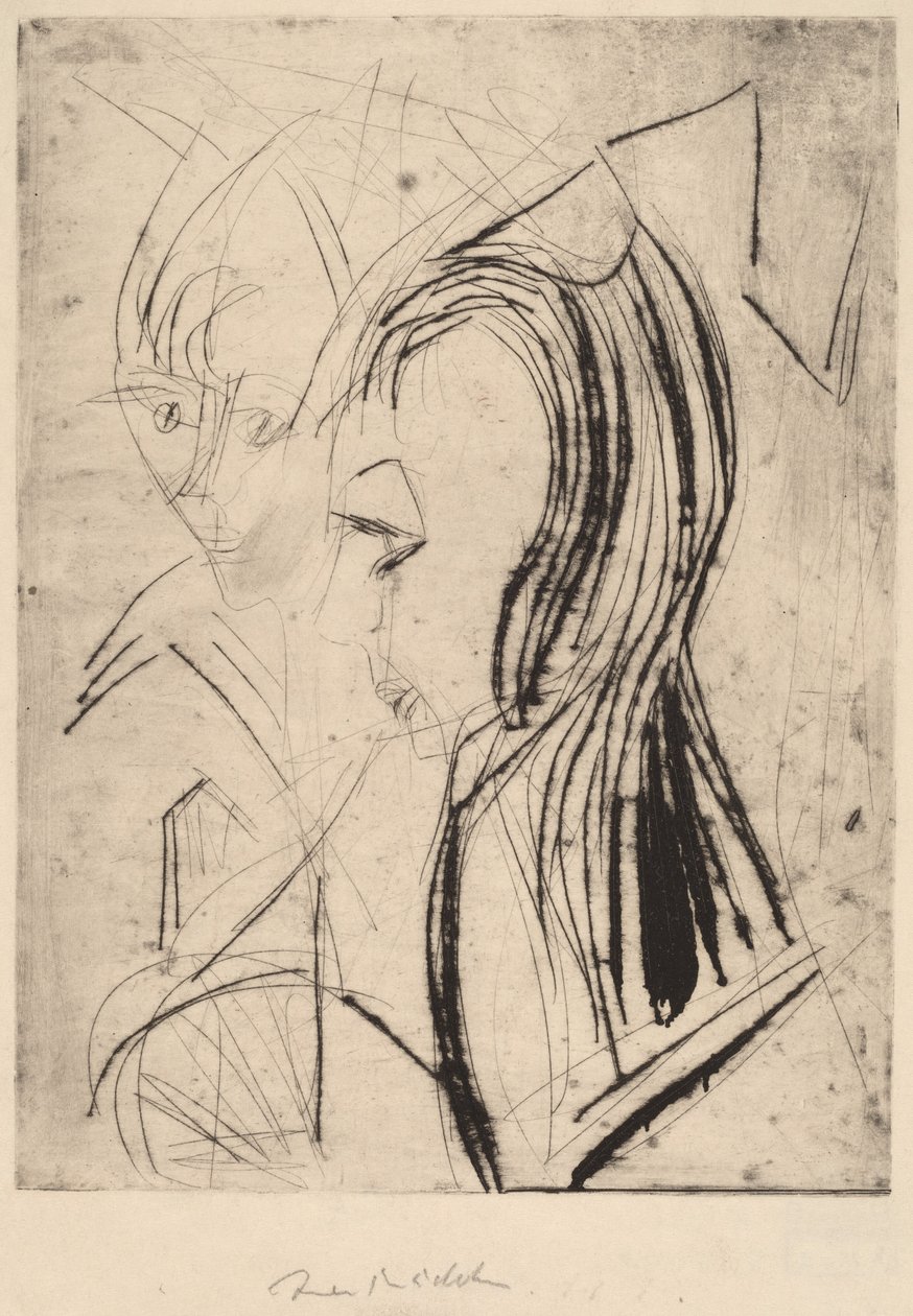 Kahden tytön päät tekijältä Ernst Ludwig Kirchner