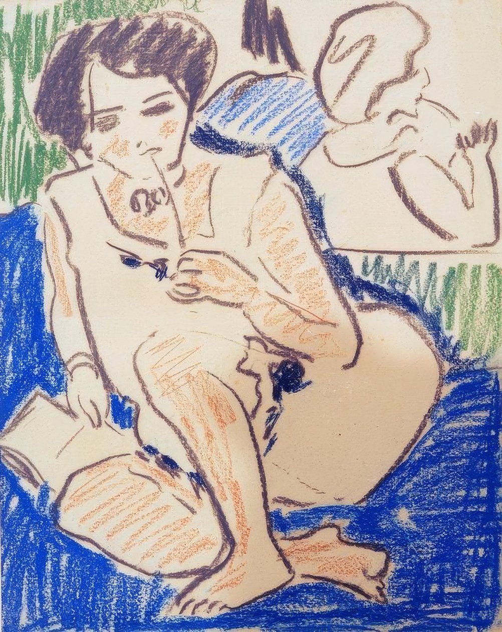 Hockende Dodo mit Buch tekijältä Ernst Ludwig Kirchner