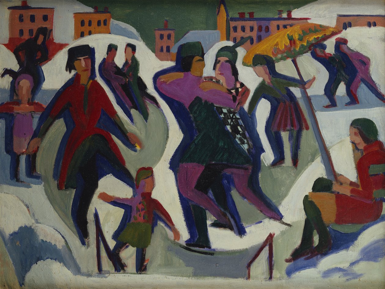 Luistinrata luistelijoiden kanssa, 1925 tekijältä Ernst Ludwig Kirchner