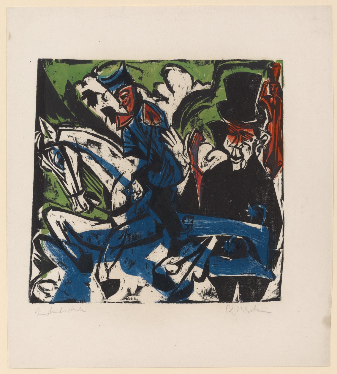 Adalbert von Chamisson kuvitus Peter Schlemihliin, 1915 (värillinen puupiirros). tekijältä Ernst Ludwig Kirchner
