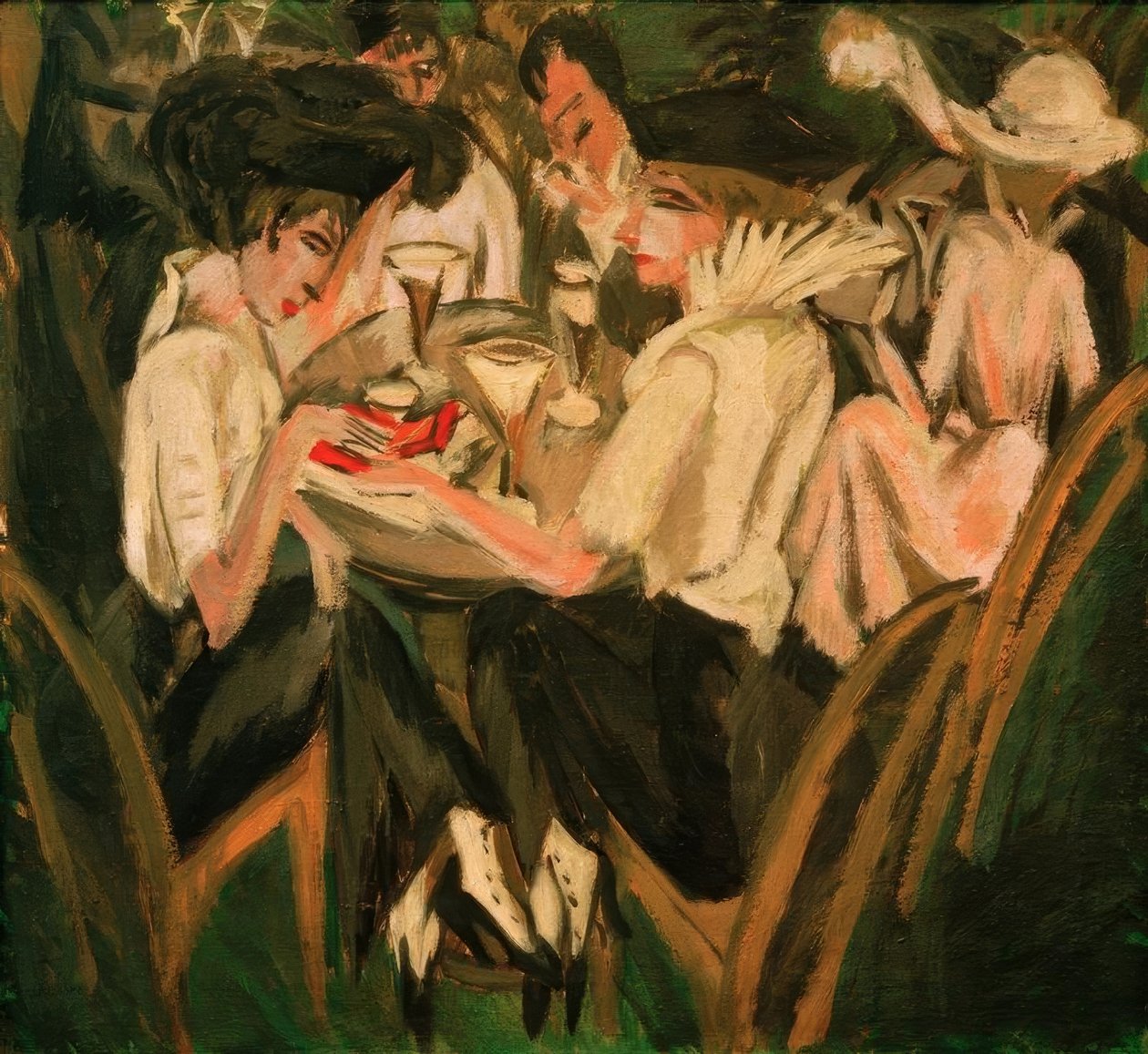 Kahvilan puutarhassa tekijältä Ernst Ludwig Kirchner