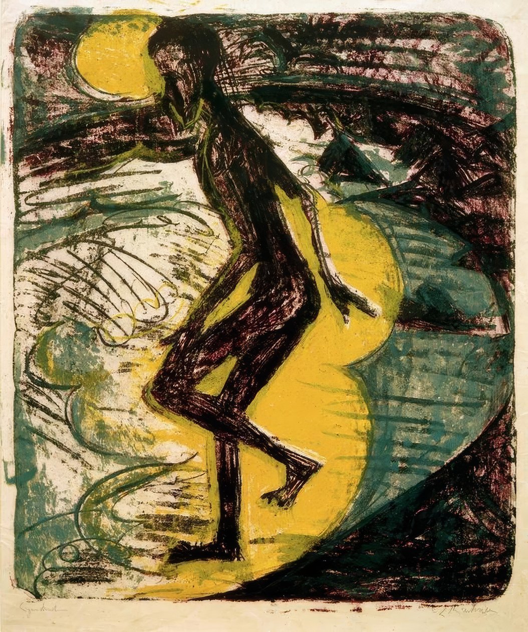 Mies astumassa mereen tekijältä Ernst Ludwig Kirchner