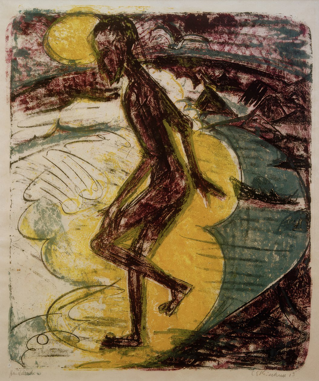 Mies astumassa mereen tekijältä Ernst Ludwig Kirchner