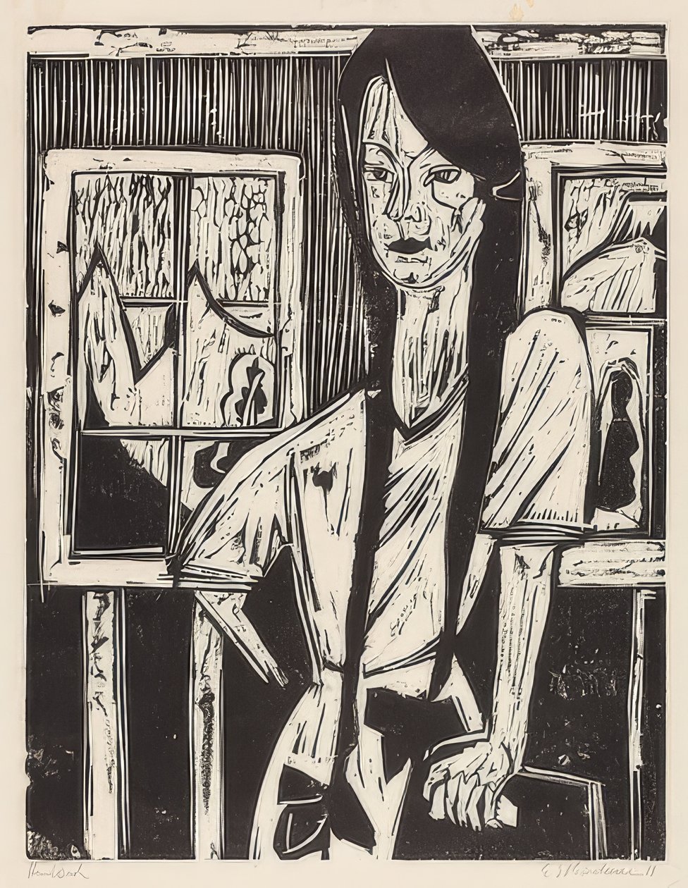 Nuori tyttö. 1921 tekijältä Ernst Ludwig Kirchner