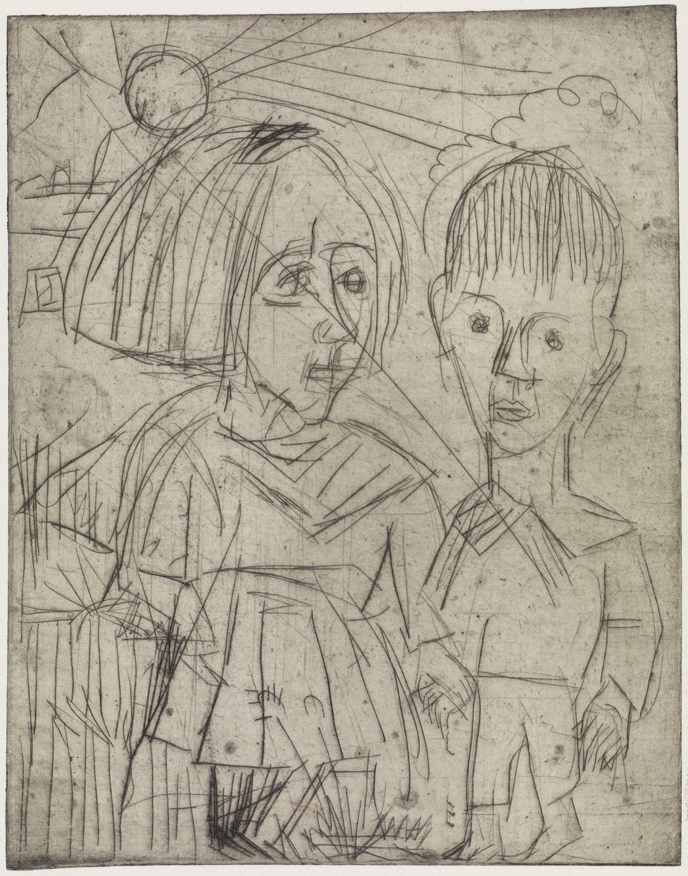 Lapsia auringonlaskun aikaan/Ihmisiä vuorella tekijältä Ernst Ludwig Kirchner