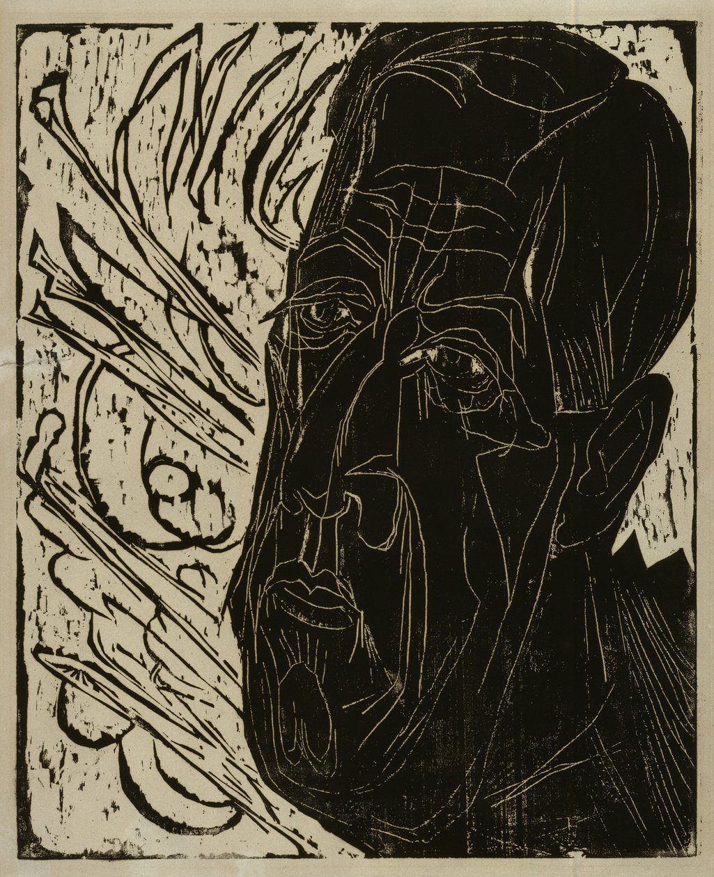 Henry van de Velden pää (tumma) – Musta van de Velden pää tekijältä Ernst Ludwig Kirchner