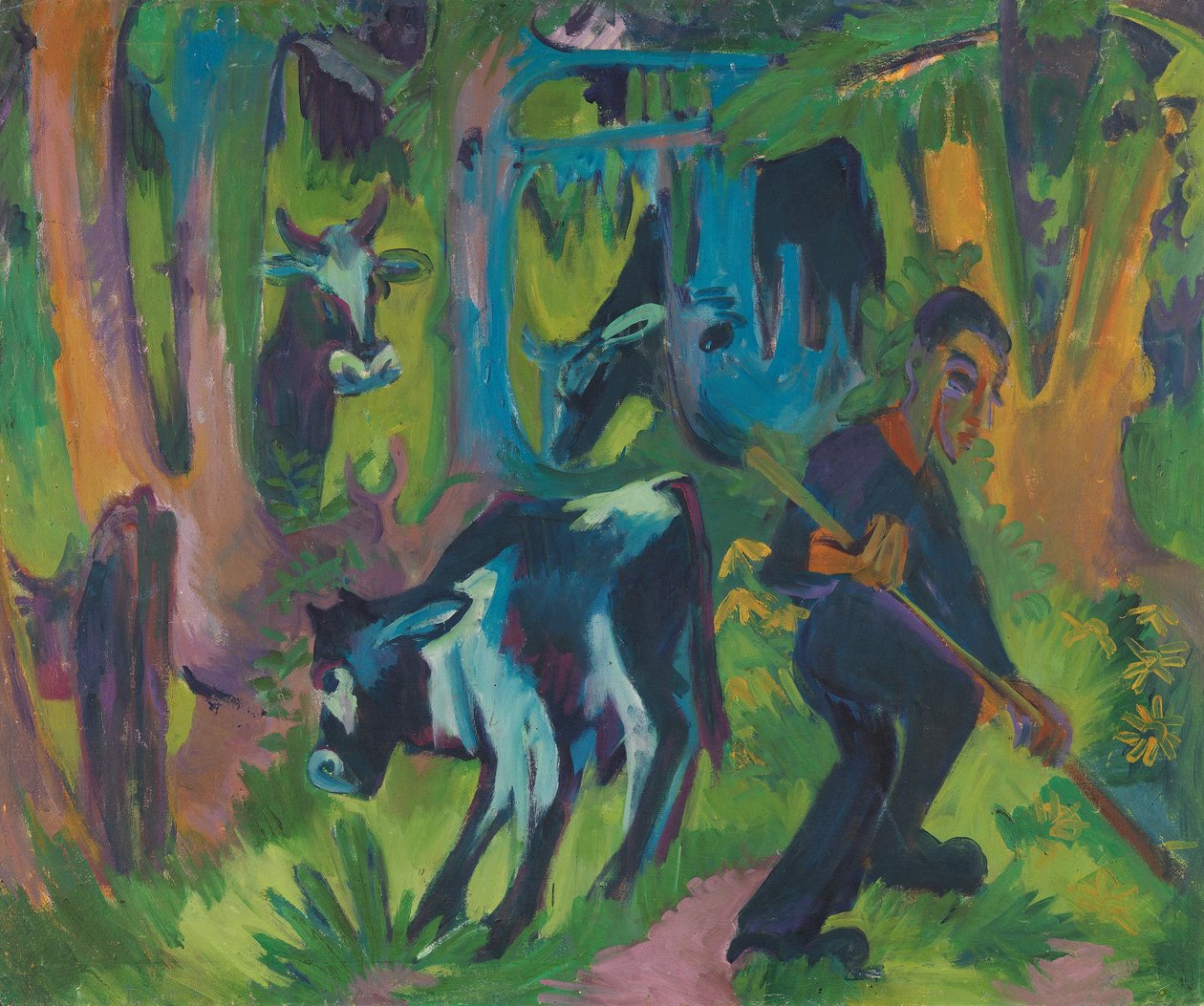 Lehmät metsässä tekijältä Ernst Ludwig Kirchner