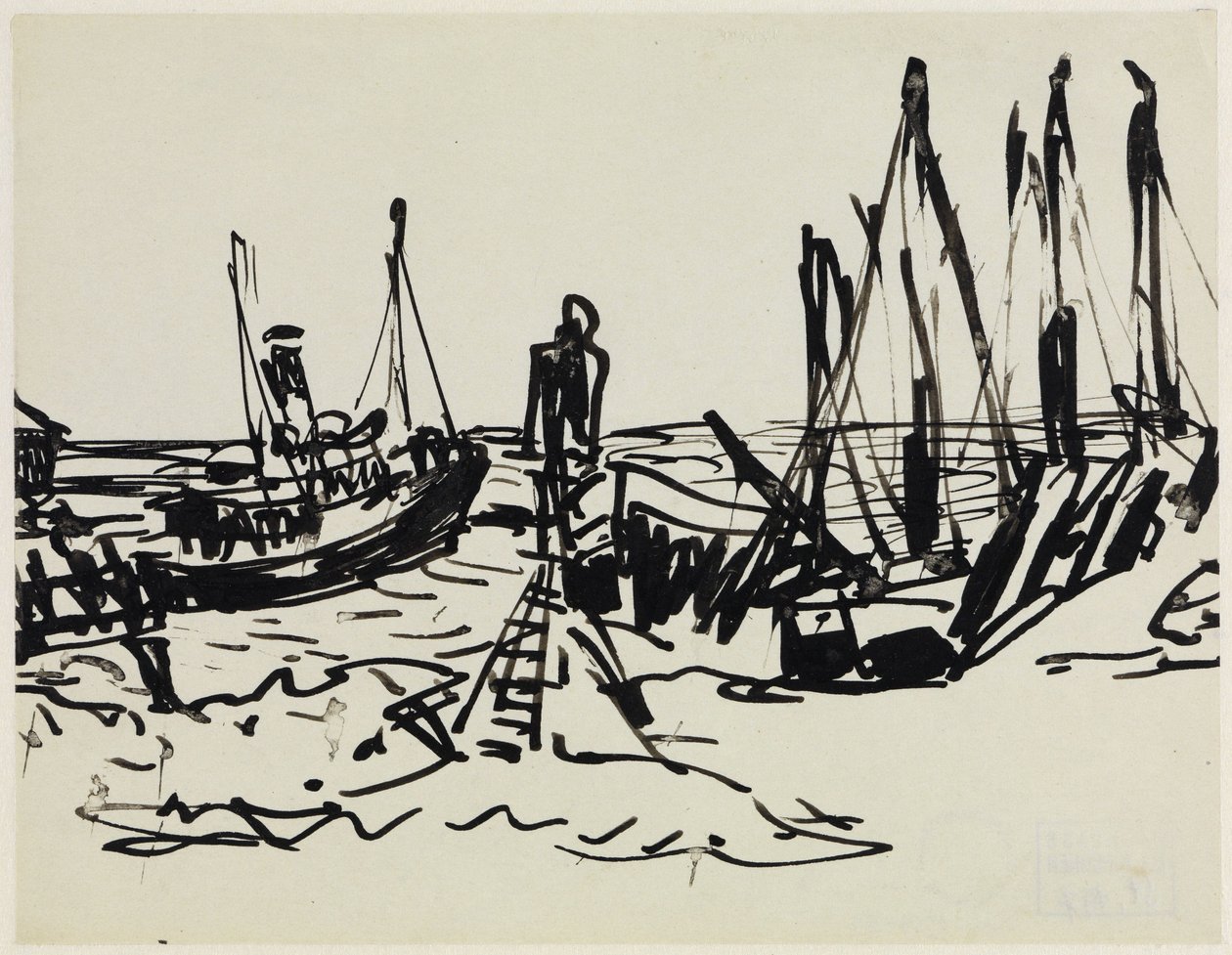 Rannikkohöyrylaivat ja ankkuroituneet veneet (Fehmarn) tekijältä Ernst Ludwig Kirchner