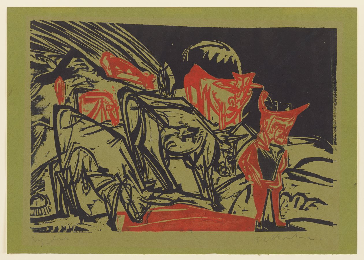 Kuhherde mit einem Hirten tekijältä Ernst Ludwig Kirchner