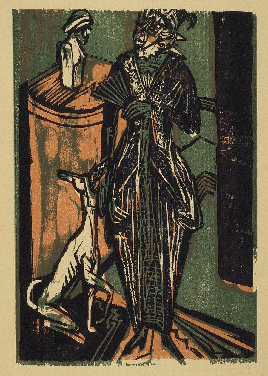 Lady with dog (Nainen koiran kanssa) tekijältä Ernst Ludwig Kirchner