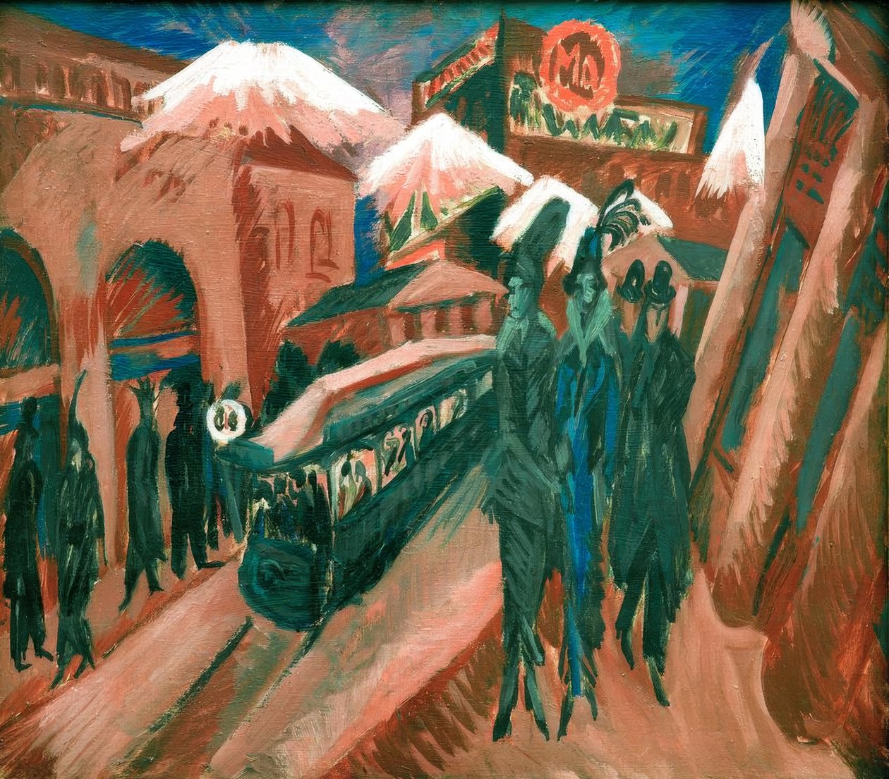 Leipziger Straße mit elektrischer Bahn tekijältä Ernst Ludwig Kirchner