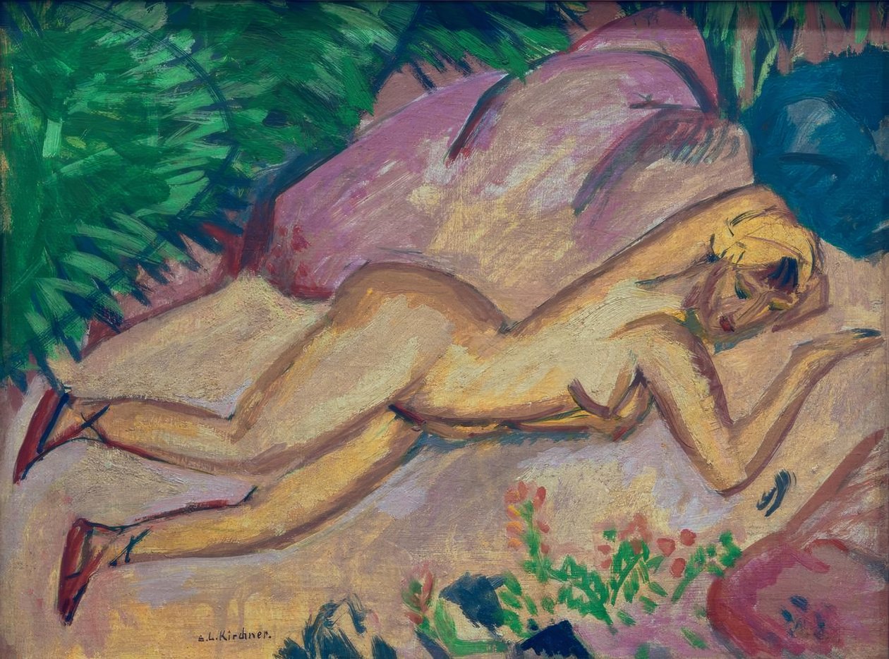 Liegendes Mädchen am Strand tekijältä Ernst Ludwig Kirchner