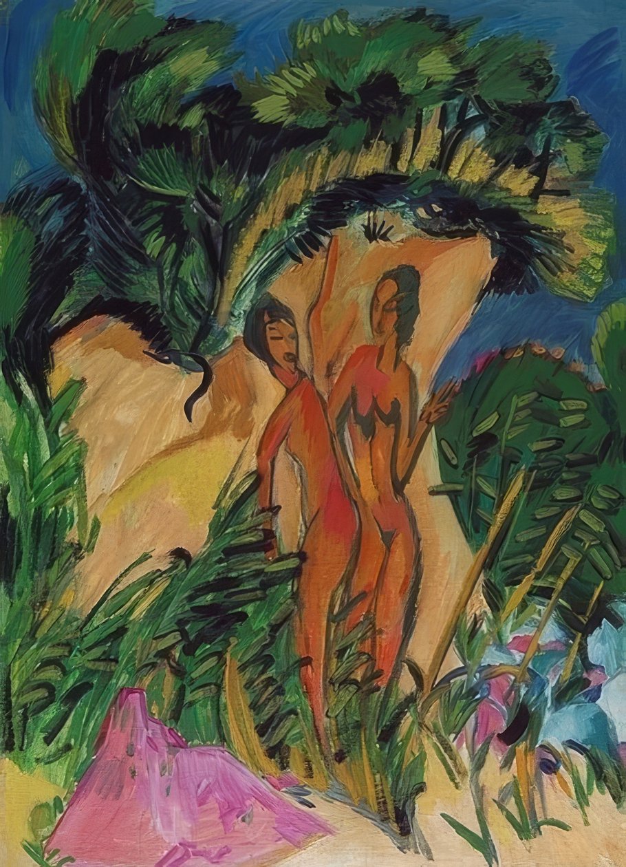 Tytöt Fehmarnissa. 1913 tekijältä Ernst Ludwig Kirchner