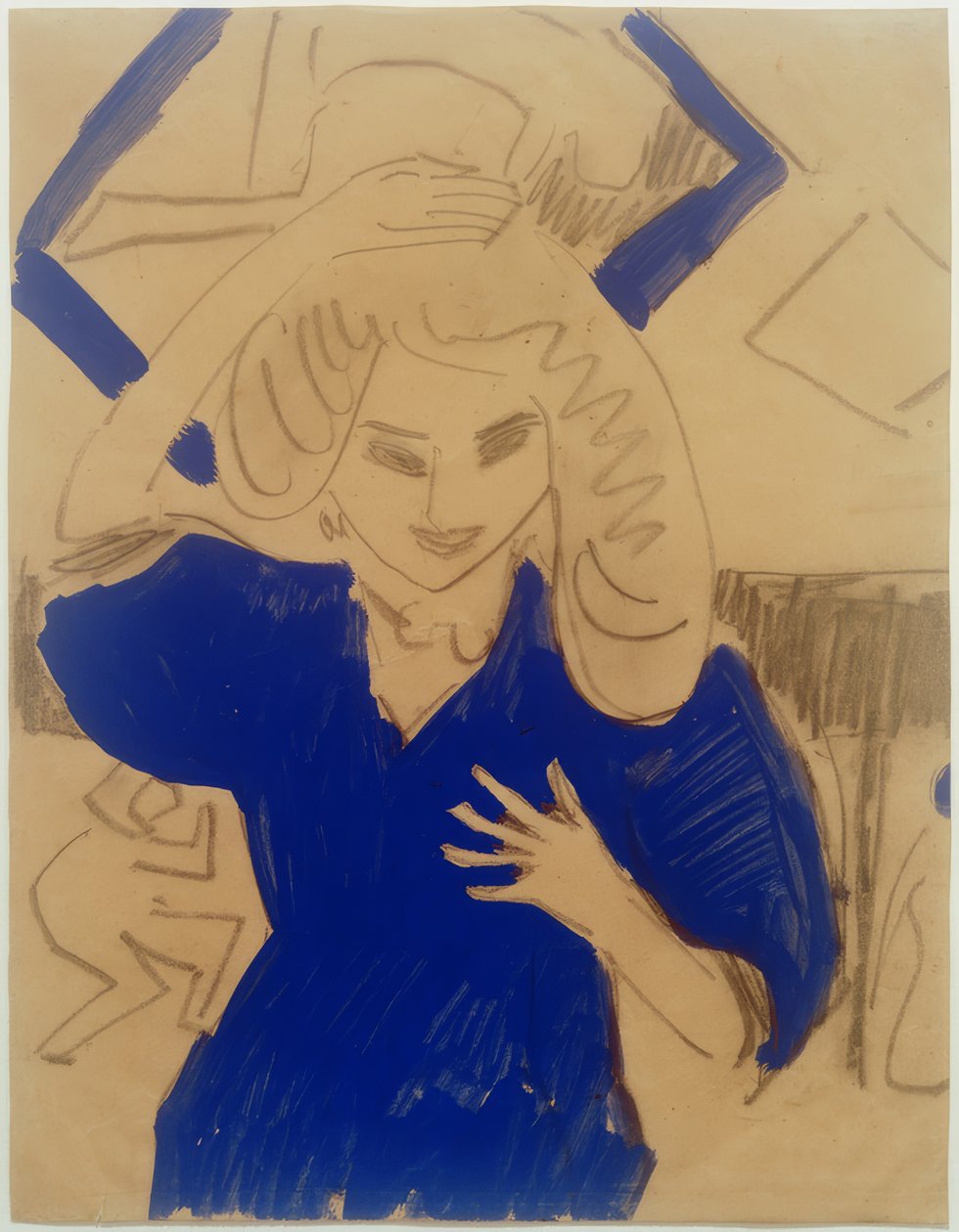 Tyttö sinisessä mekossa tekijältä Ernst Ludwig Kirchner