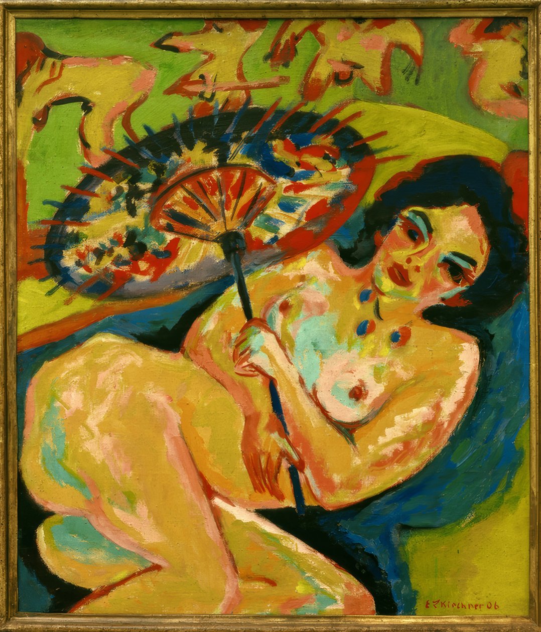 Tyttö Japanin sateenvarjon alla tekijältä Ernst Ludwig Kirchner