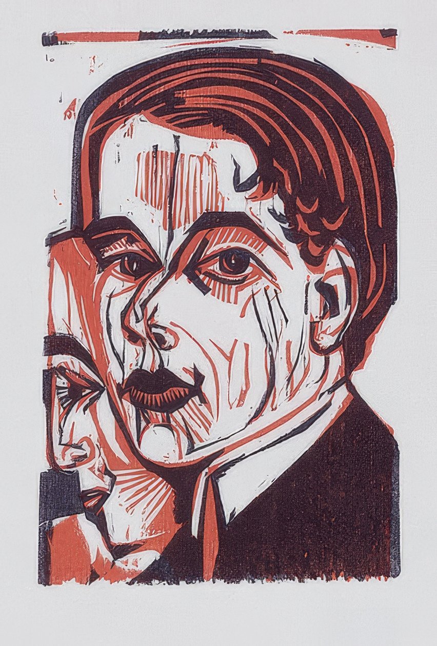 Miehen pää (omakuva). 1926 tekijältä Ernst Ludwig Kirchner