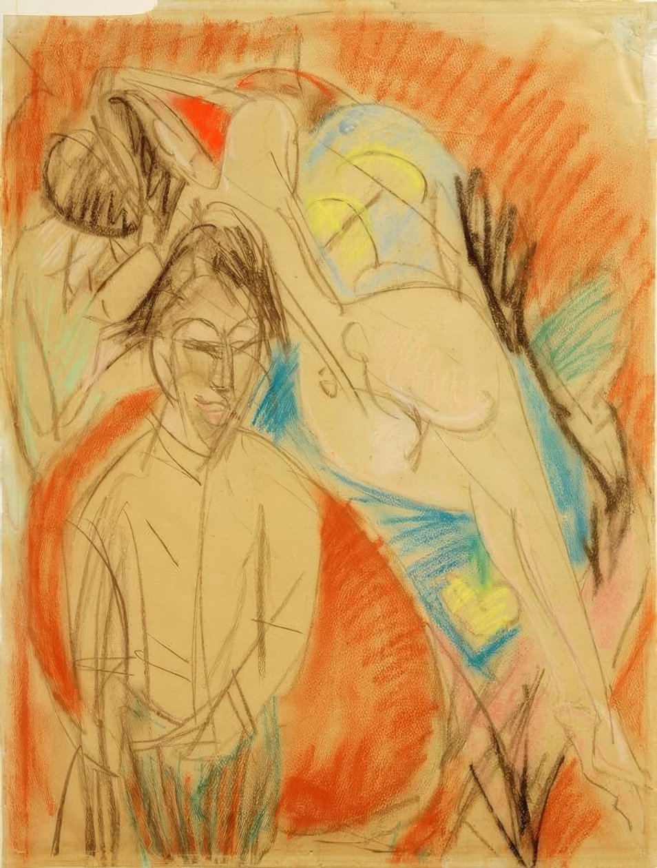 Taidemaalari ja alaston nainen (omakuva mallin kanssa) tekijältä Ernst Ludwig Kirchner