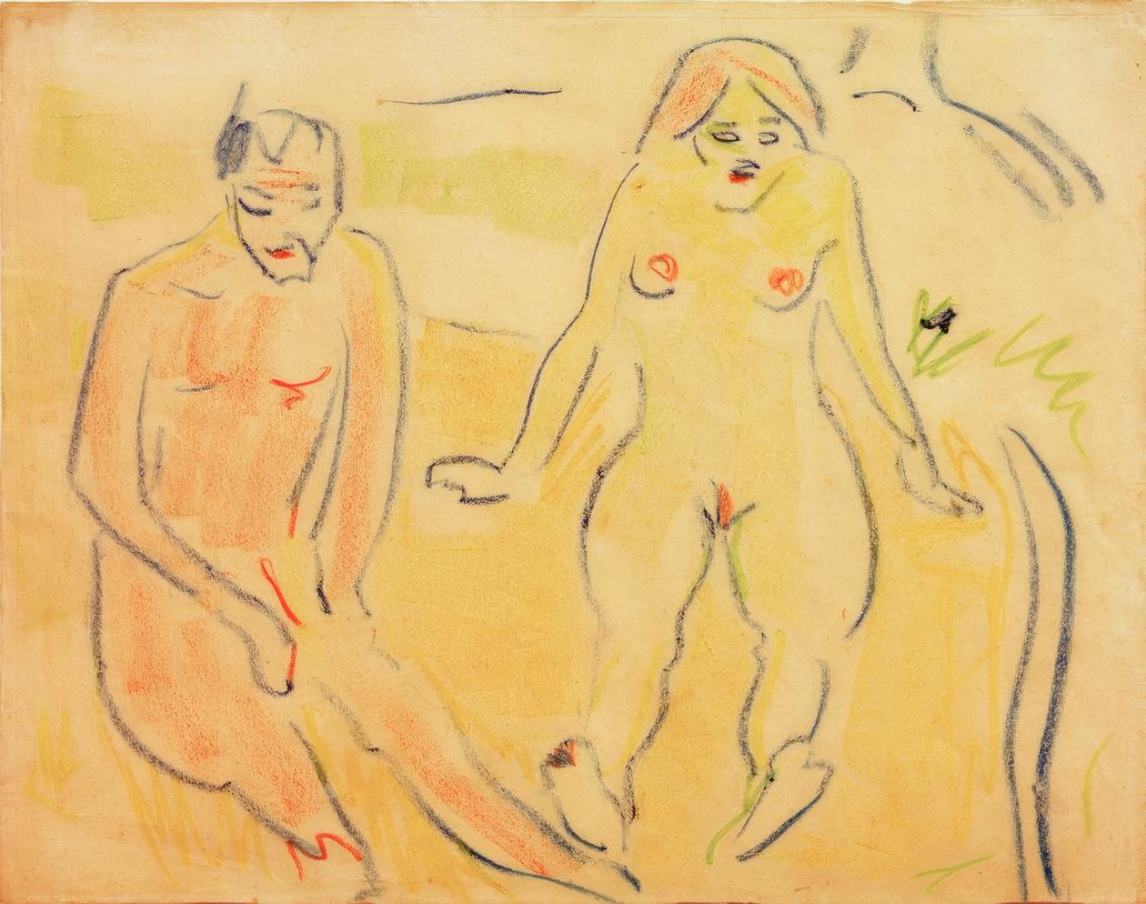 Mann und Frau (Sitzende auf der Wiese) tekijältä Ernst Ludwig Kirchner