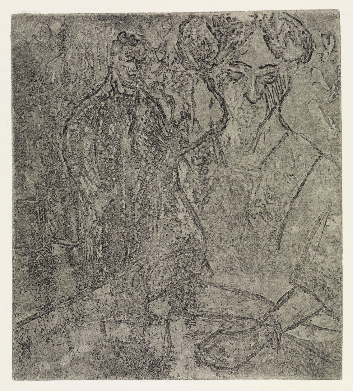Mies ja istuva nainen / vaalea ja tumma nainen tekijältä Ernst Ludwig Kirchner