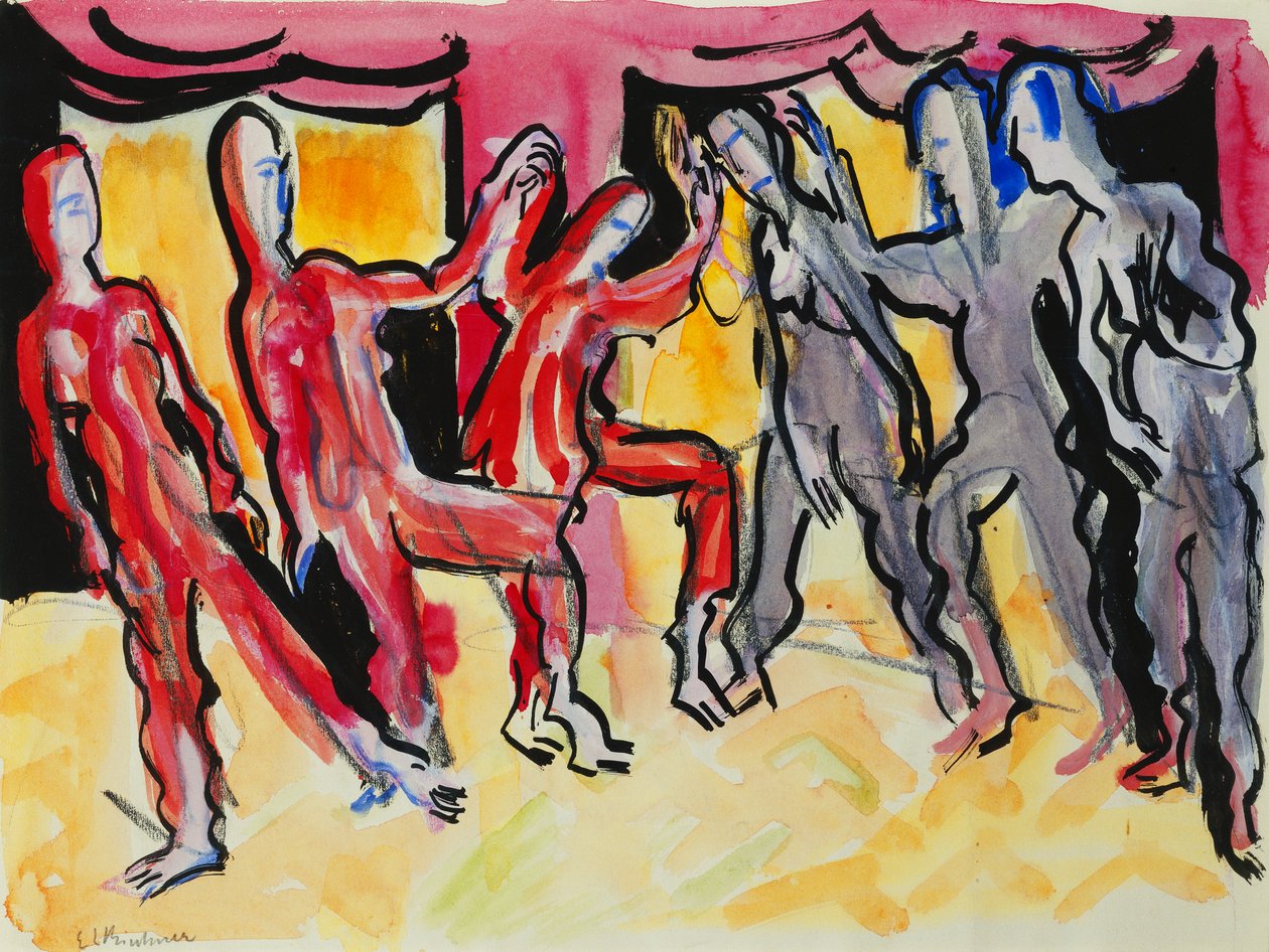 Mary Wigman -tanssiryhmä tekijältä Ernst Ludwig Kirchner