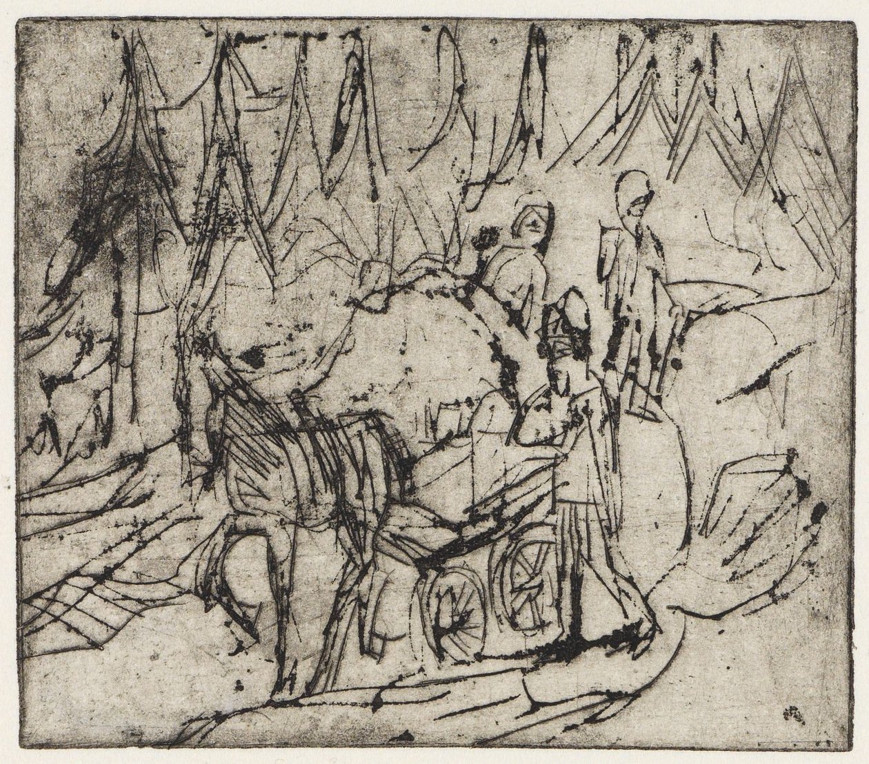Maidonkuljetusvaunut tekijältä Ernst Ludwig Kirchner