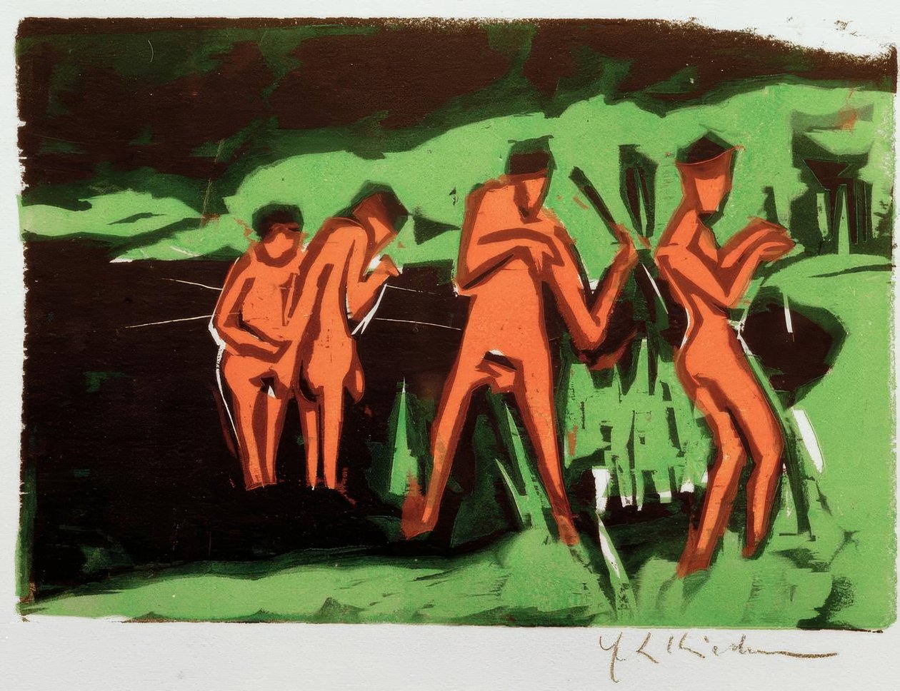 Kylpijät heittelevät kaislaa tekijältä Ernst Ludwig Kirchner