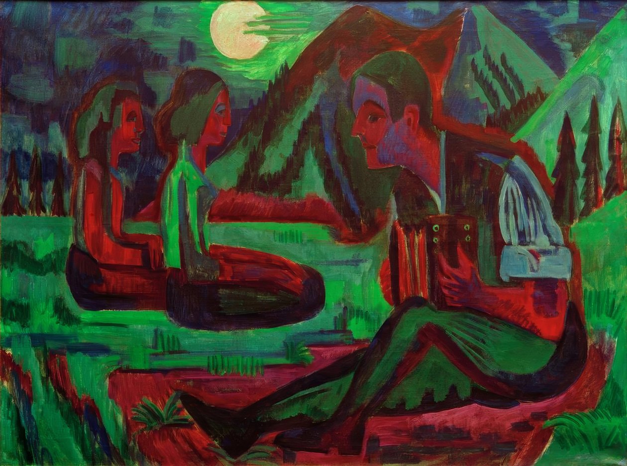 Mondnacht; Käsittelijä Mondnachtissa tekijältä Ernst Ludwig Kirchner