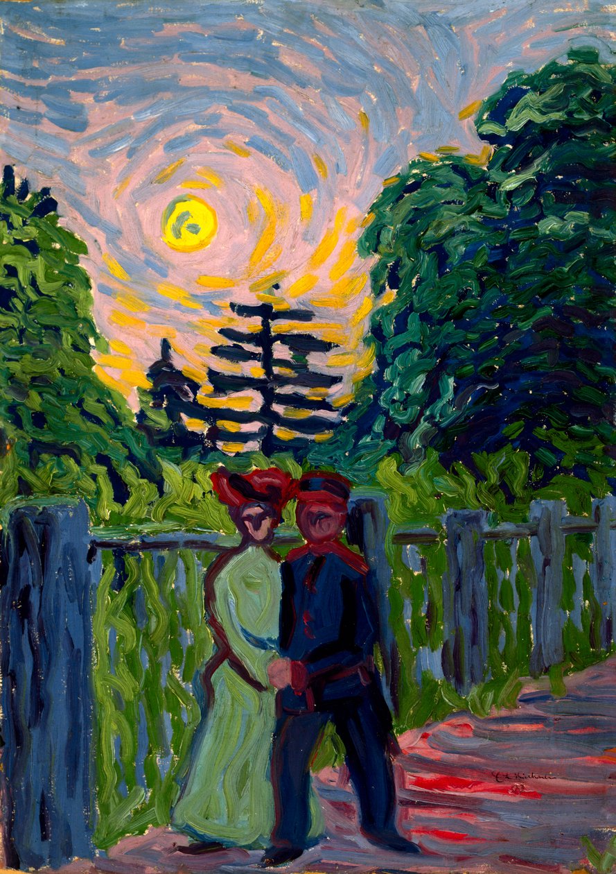 Moonrise: Soldier and Maiden, 1905 tekijältä Ernst Ludwig Kirchner