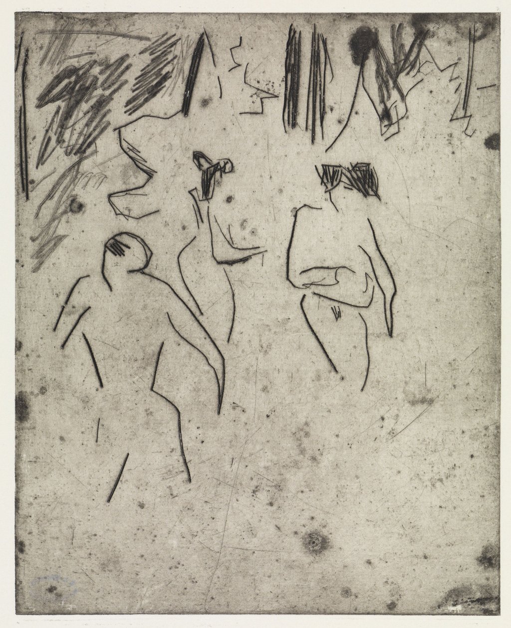 Moritzburgin uimarit pensaikossa / Sairas Dodo tekijältä Ernst Ludwig Kirchner