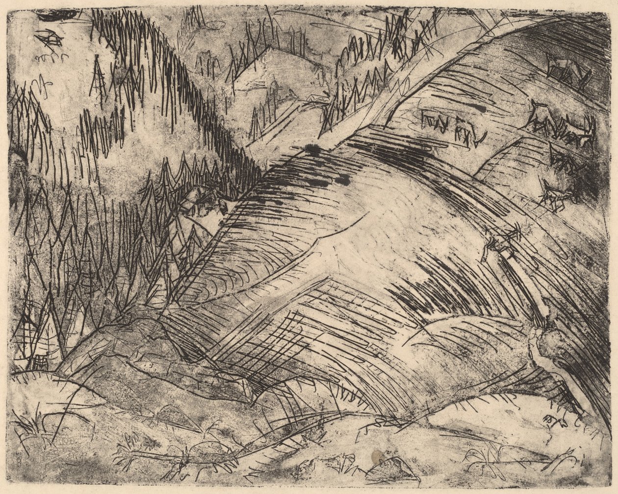 Vuoren rinne vuohien kanssa tekijältä Ernst Ludwig Kirchner