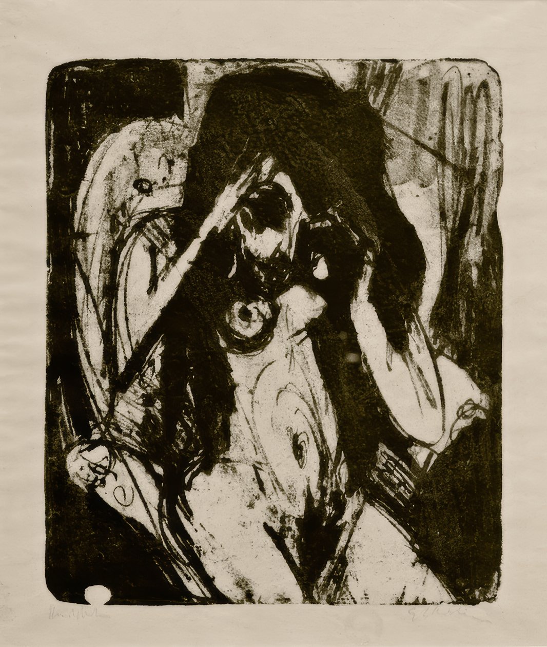 Alaston nainen nojatuolissa tekijältä Ernst Ludwig Kirchner