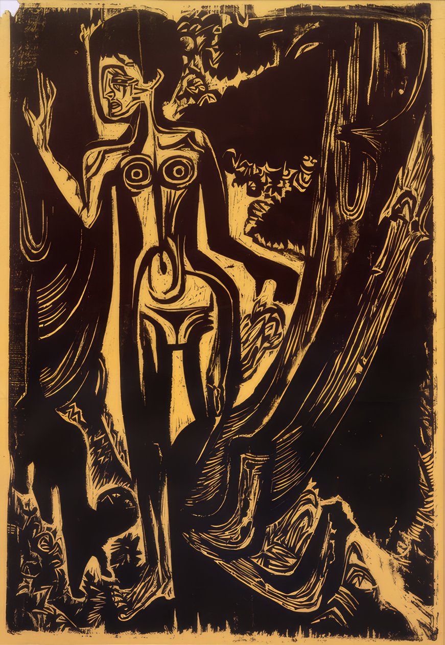 Nackte Frau im Walde tekijältä Ernst Ludwig Kirchner