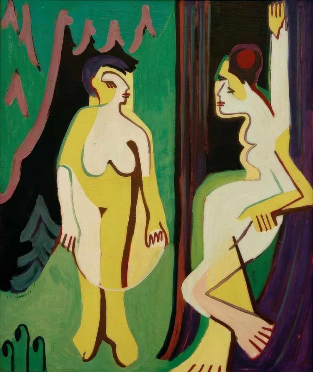Nackte Frauen auf Waldwiese tekijältä Ernst Ludwig Kirchner