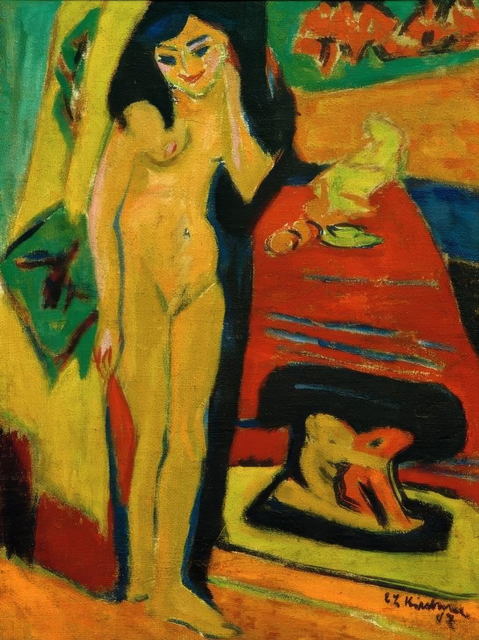 Alaston tyttö verhon takana (Fränzi) tekijältä Ernst Ludwig Kirchner