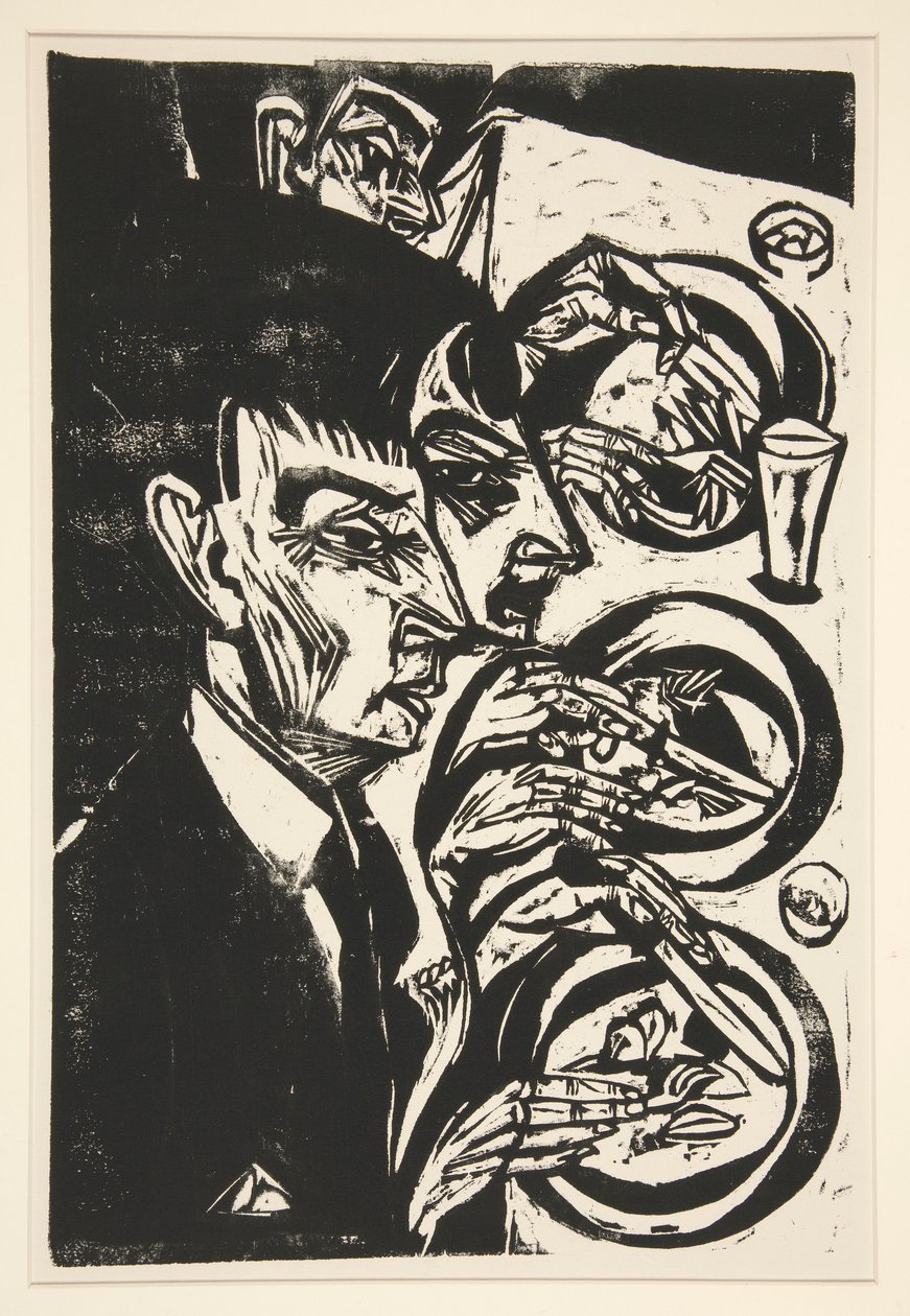 Nervoese beim Diner (hermostuneet ihmiset illallisella) tekijältä Ernst Ludwig Kirchner