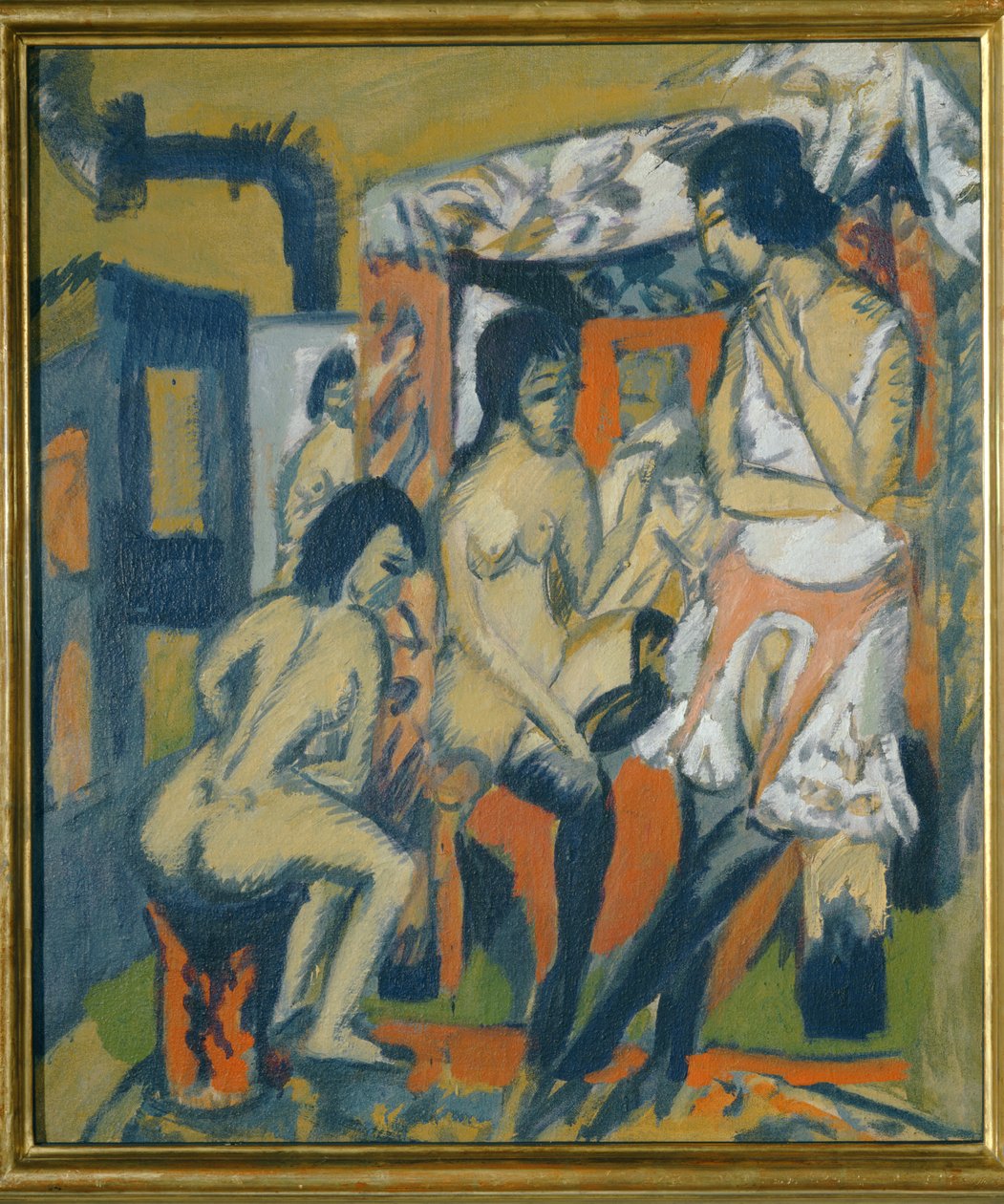 Alastonkuvia studiossa (öljy kankaalle) tekijältä Ernst Ludwig Kirchner