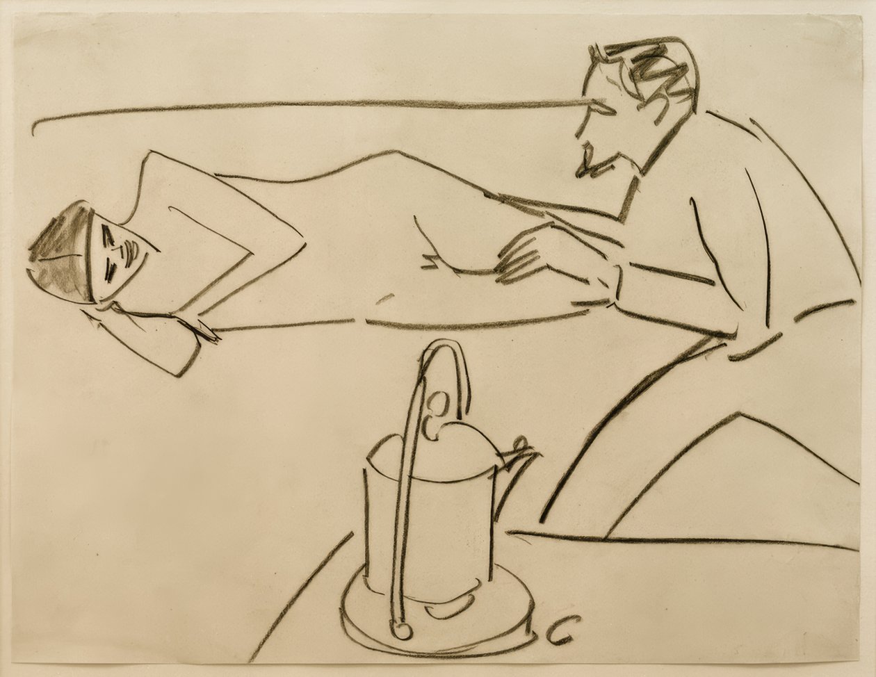 Nimetön (Liegende Fränzi keskustelussa Erich Heckelin kanssa) tekijältä Ernst Ludwig Kirchner