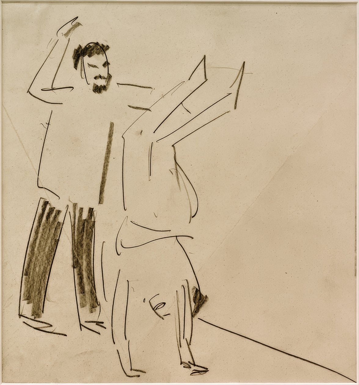 Ohne Titel (Mann mit Mädchen im Handstand) tekijältä Ernst Ludwig Kirchner