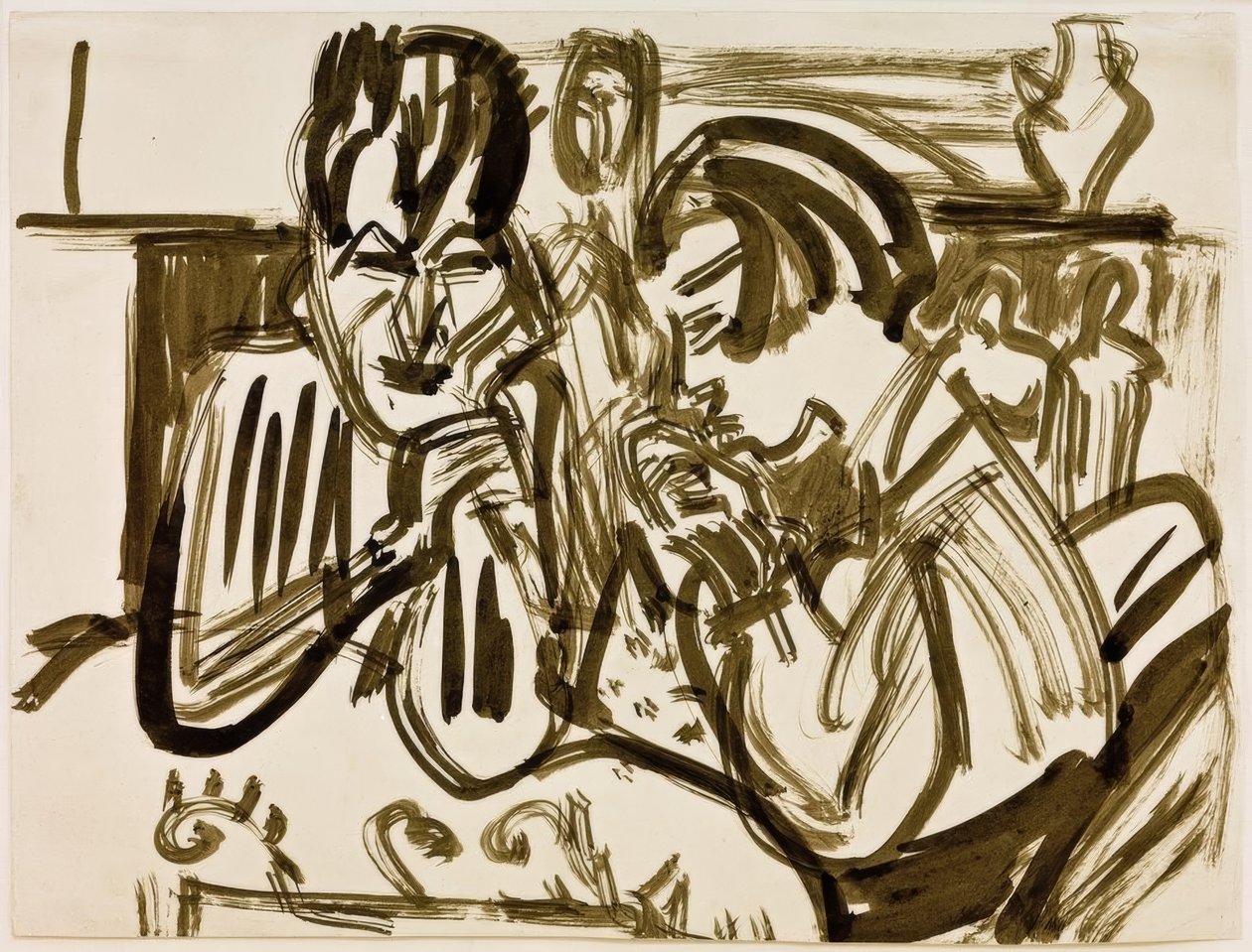 Pari pöydässä tekijältä Ernst Ludwig Kirchner