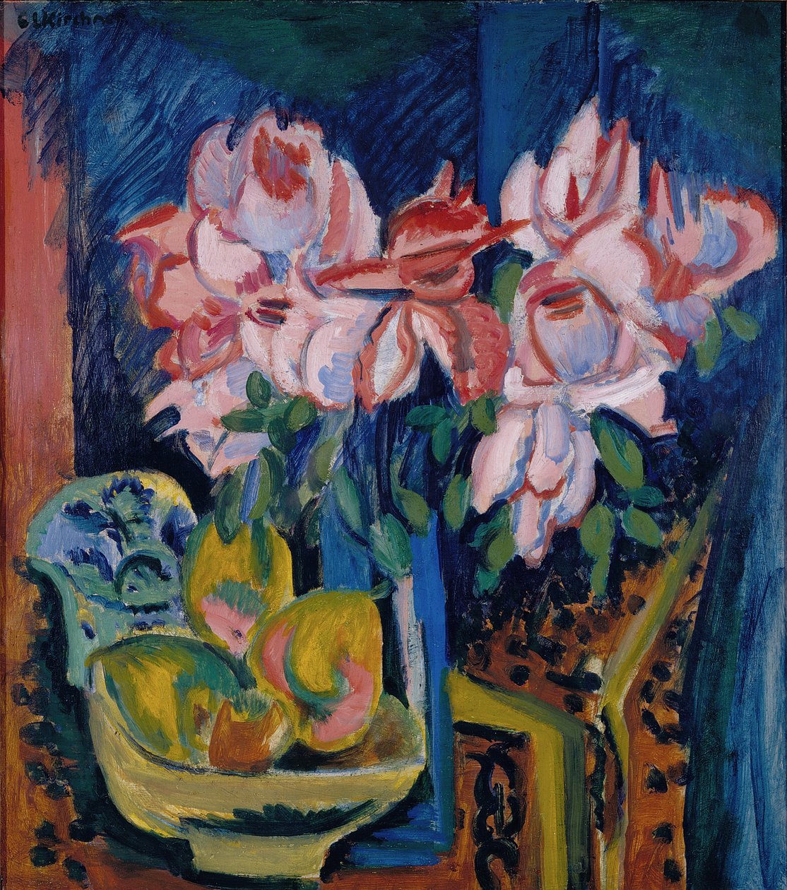 Vaaleanpunaisia ruusuja tekijältä Ernst Ludwig Kirchner