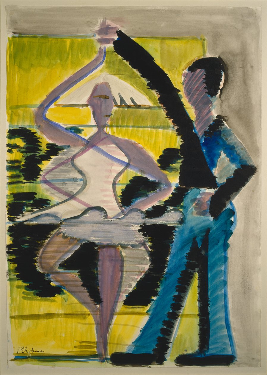 Pirouetting Dancer, n.1931-32 (akvarelli ja sivellin mustalla lyijykynän päälle sileälle vellumkartongille). tekijältä Ernst Ludwig Kirchner